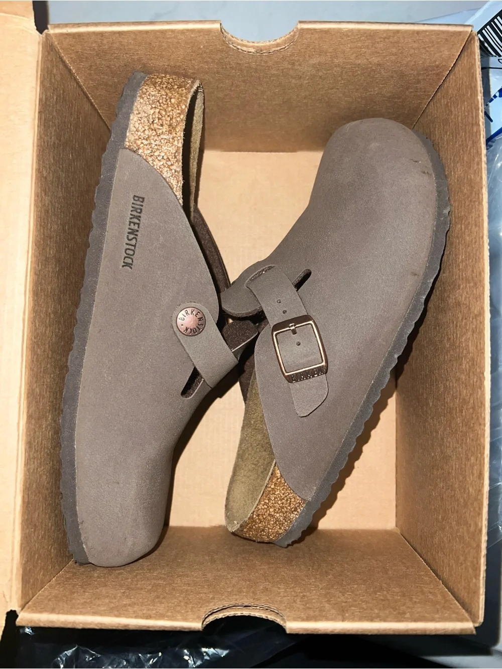 Birkenstock Kids Taupe Suede Single Buckle Clog Sandals